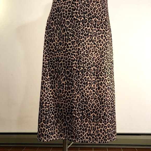 Vintage 90s JOULE Leopard Print Sleeveless Midi Dress Small Animal Print Brown - Picture 3 of 9
